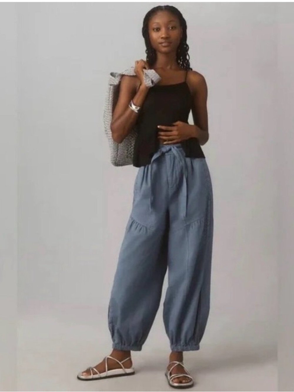 NWT Anthropologie Washed Linen Jogger Trouser Pants Medium Petite
